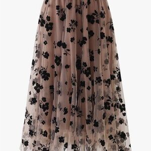 Chicwish Black Floral A-Line Skirt